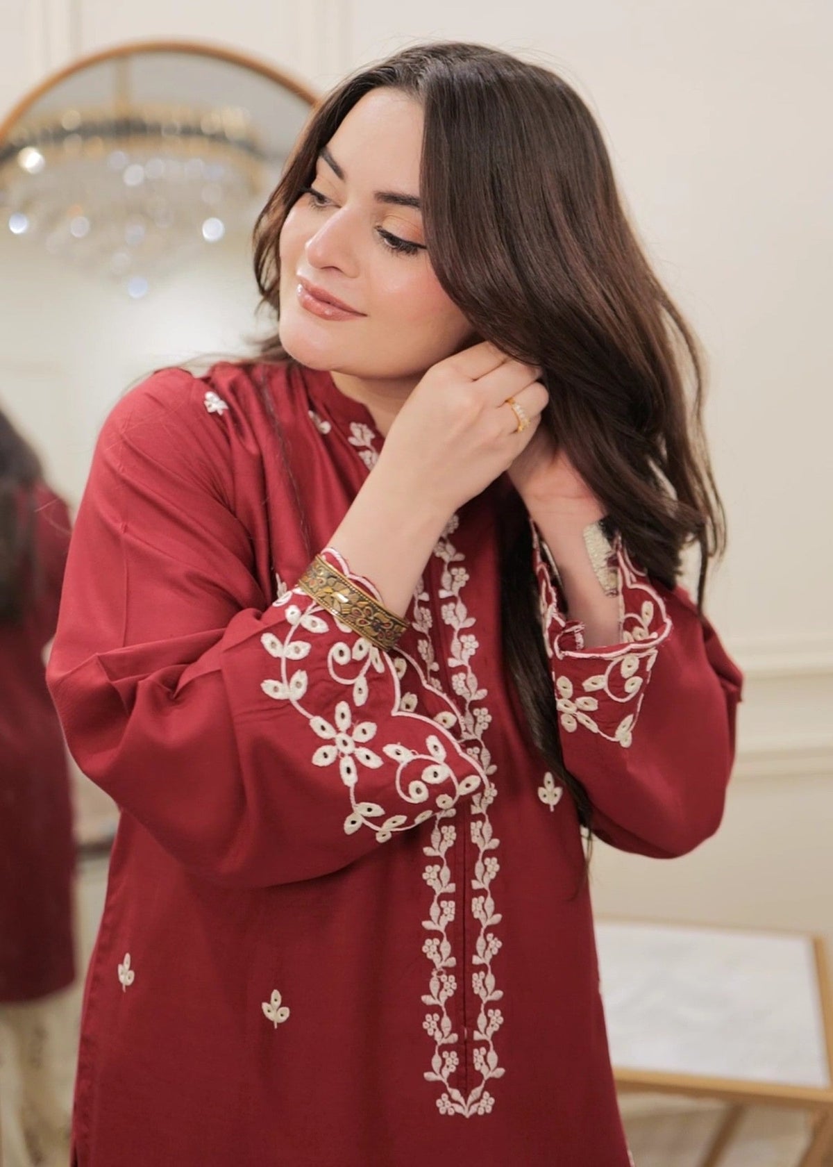 Mulberry embroidered 2-piece suit by Tehzeeb Libas (view 3)